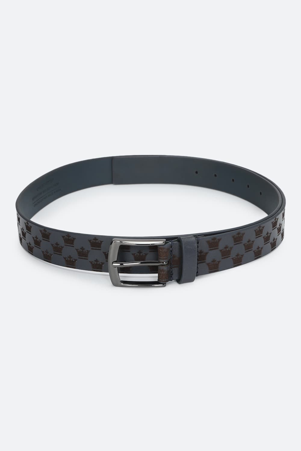 Men Navy Print Genuine Leather Casual Belt | Louisphilippe