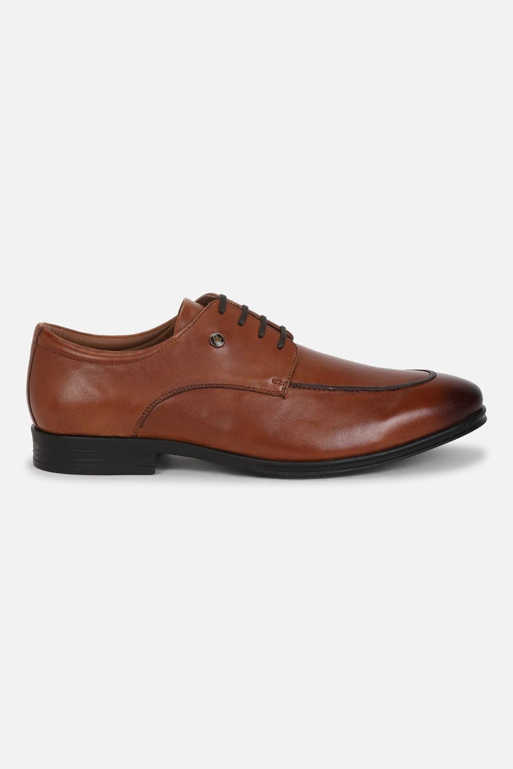 Men Classic Plain Toe Derby Leather Tan Lace Up Shoes | Louisphilippe