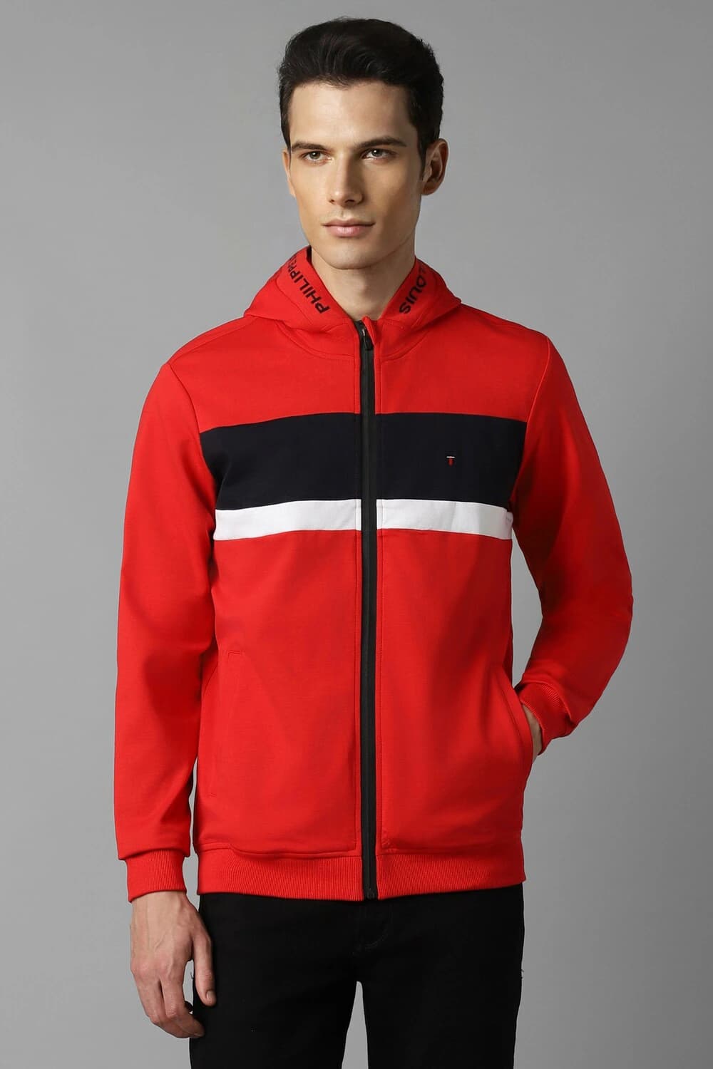 Men Casual Red Print Sweatshirt | Louisphilippe