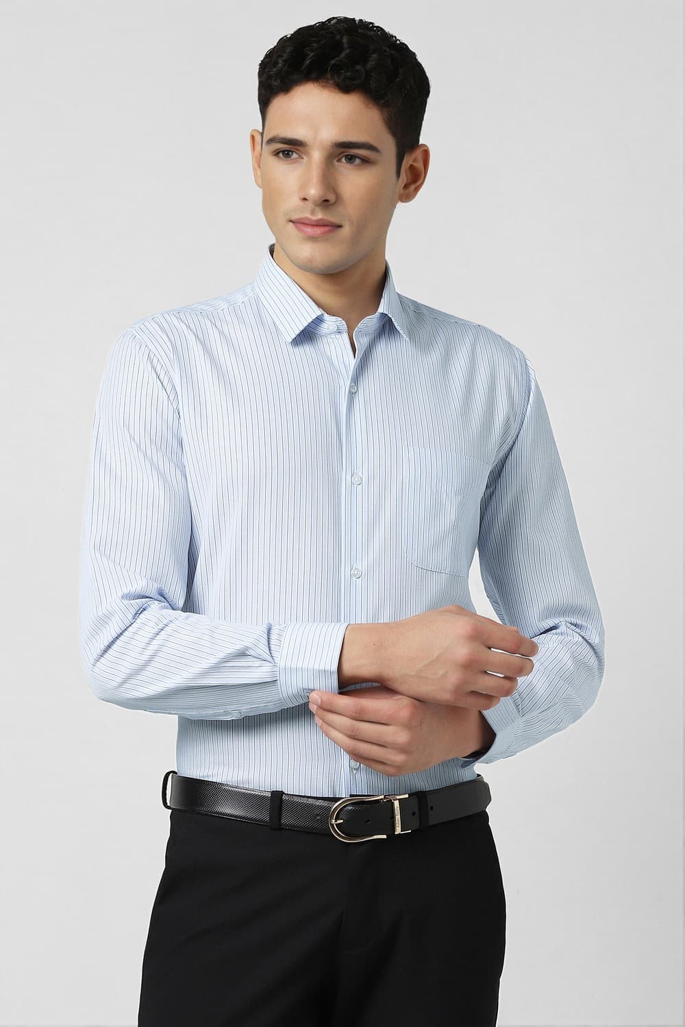 Men Light Blue Slim Fit Full Sleeves Formal Shirt | Peterengland