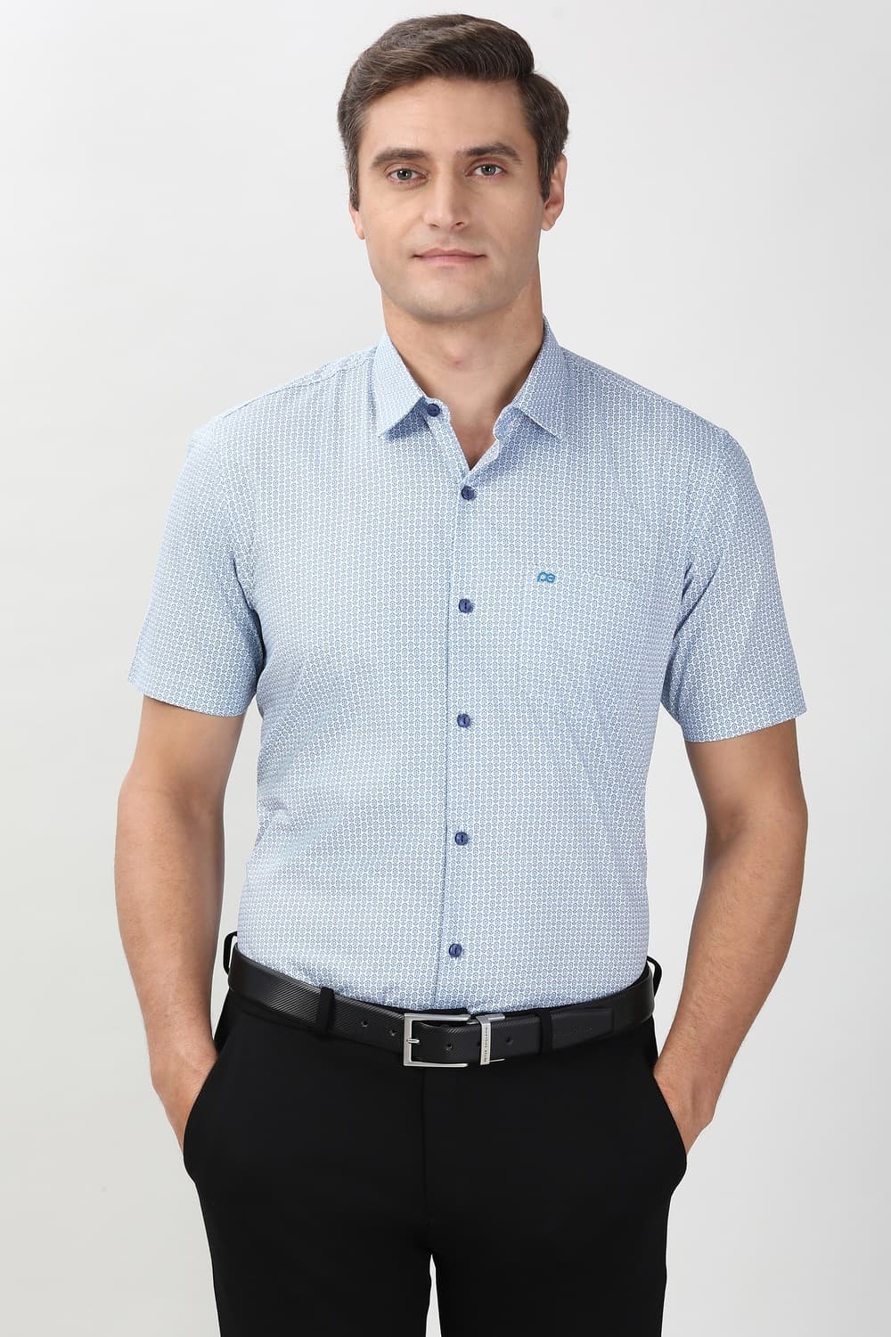 Men White Regular Fit Half Sleeves Formal Shirt | Peterengland