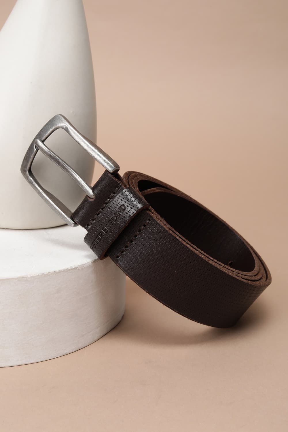 Men Brown Textured Leather Belt | Peterengland