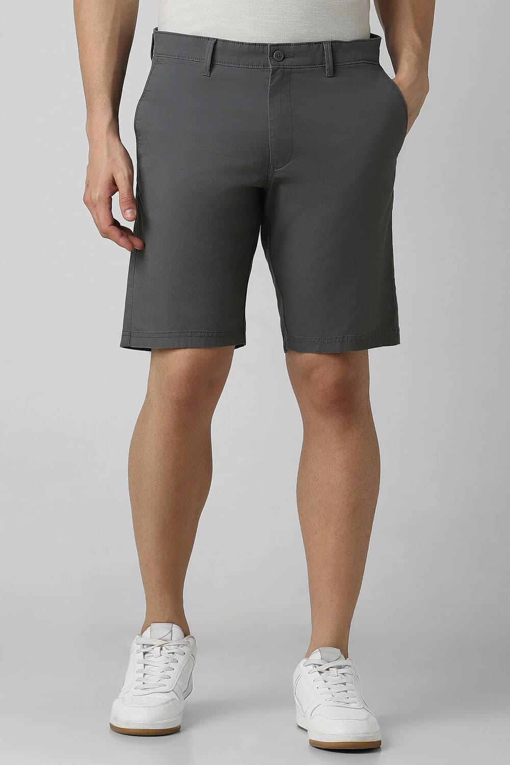 Men Grey Solid Casual Shorts | Vanheusenindia Men Grey Solid Casual Shorts | Vanheusenindia