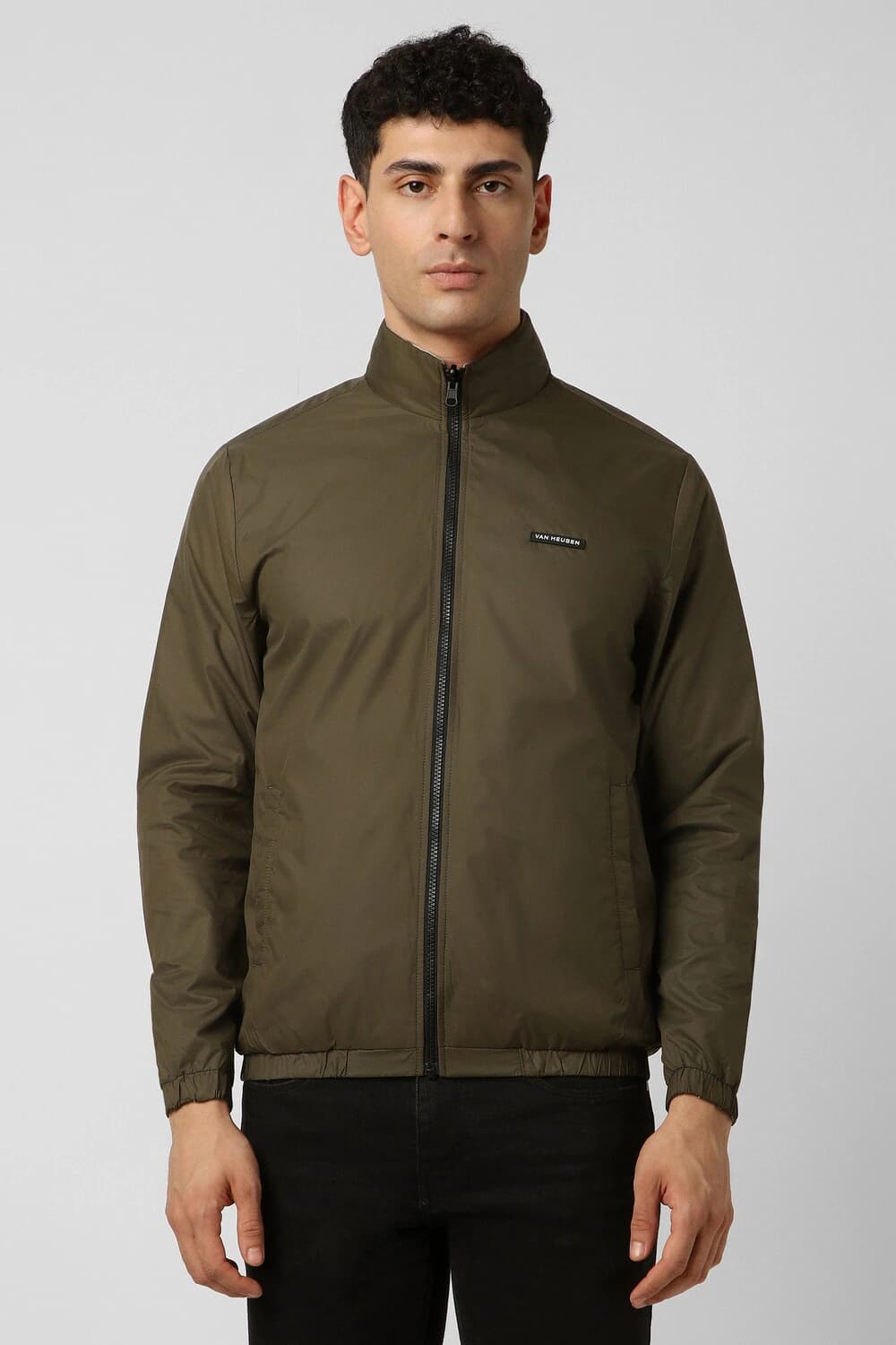 Men Brown Print Casual Jacket | Vanheusenindia Men Brown Print Casual Jacket | Vanheusenindia