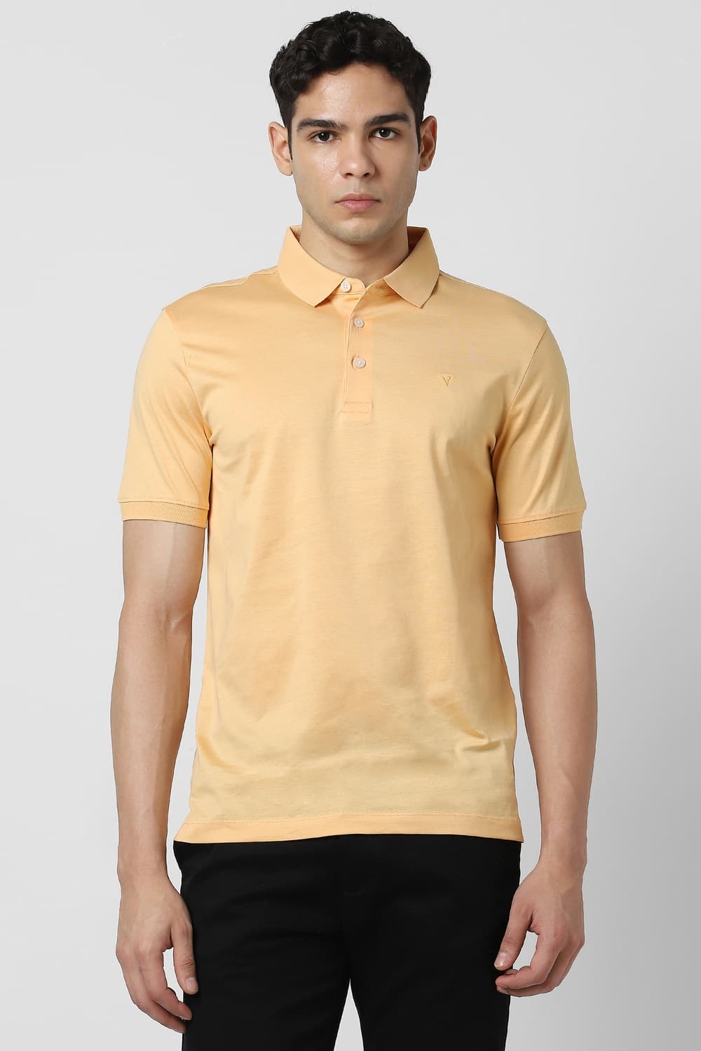 Men Beige Textured Polo Neck T-shirt | Vanheusenindia
