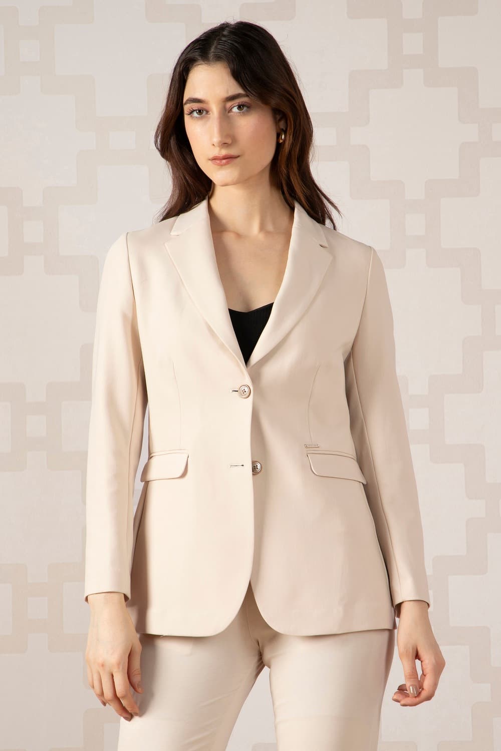 Women Beige Solid Blazer | Vanheusenindia