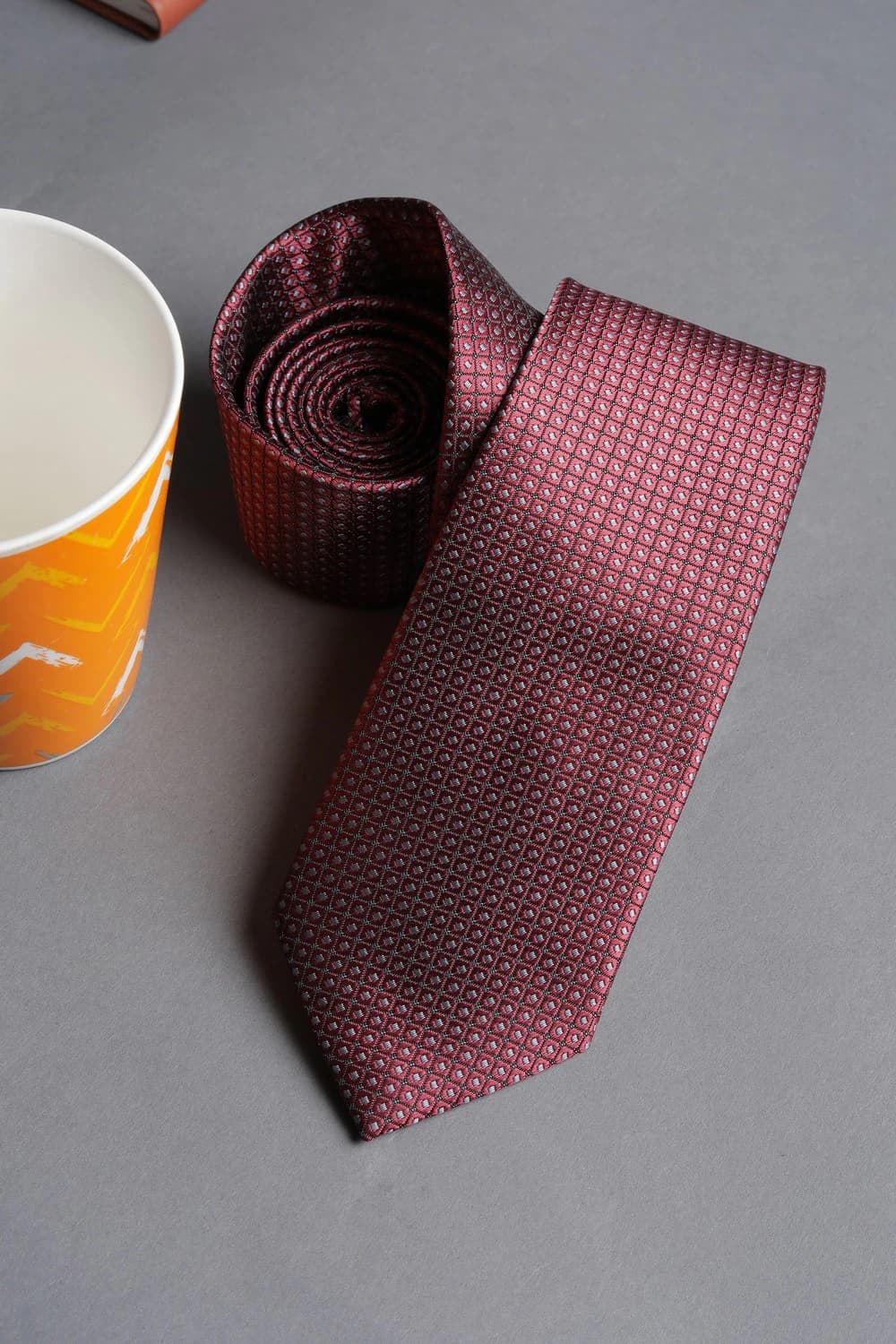 Men Maroon Embroidered Formal Tie | Vanheusenindia Men Maroon Embroidered Formal Tie | Vanheusenindia