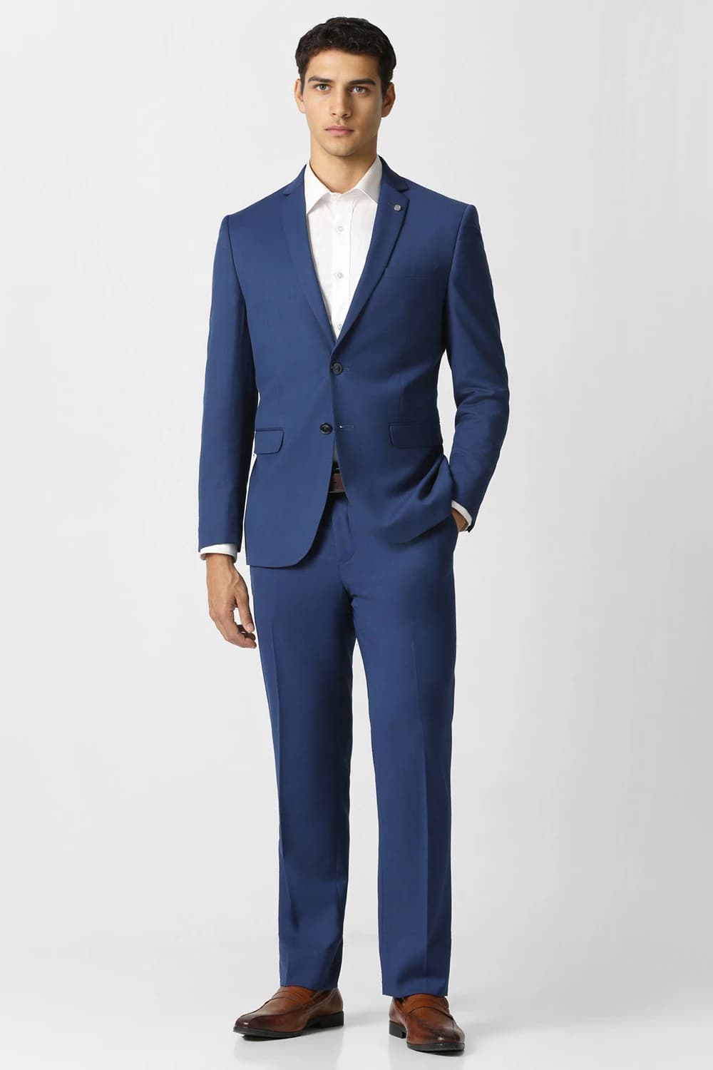 Men Navy Textured Slim Fit Wedding Two Piece Suit | Vanheusenindia Men Navy Textured Slim Fit Wedding Two Piece Suit | Vanheusenindia