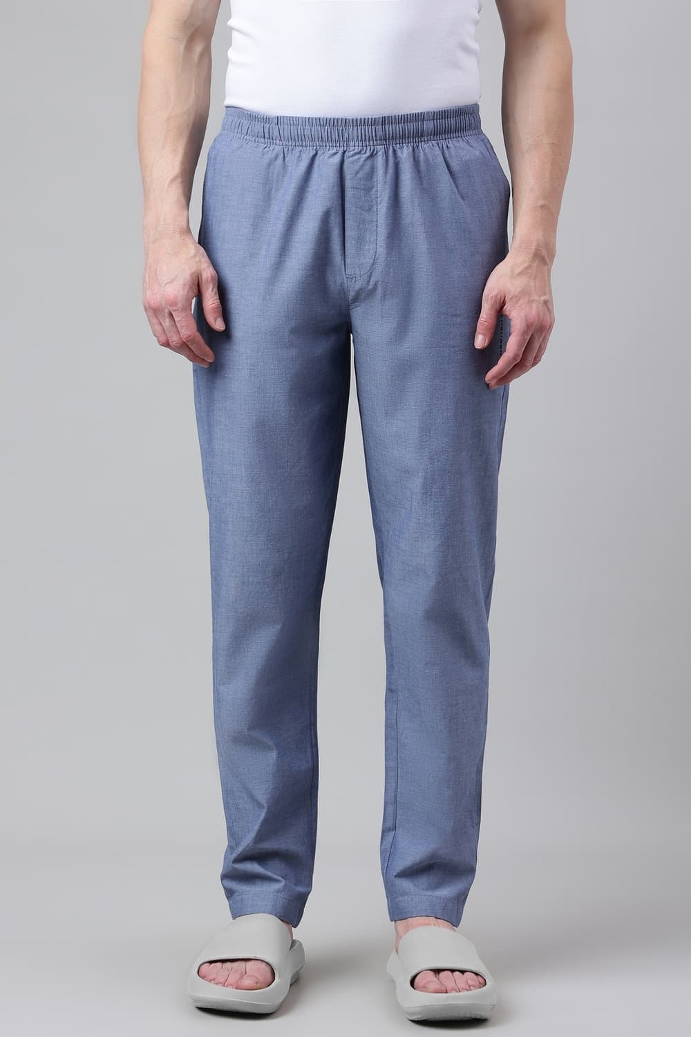 Van Heusen Men Solid Cotton Chambray Lounge Pyjama | Vanheusenindia