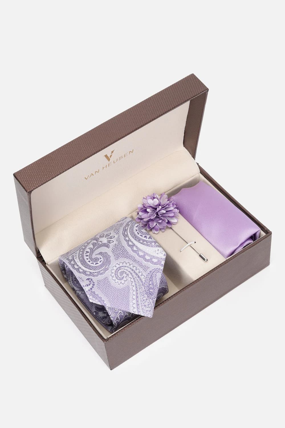 Men Lilac Party Tie Pocket Square And Lapel Pin | Vanheusenindia Men Lilac Party Tie Pocket Square And Lapel Pin | Vanheusenindia
