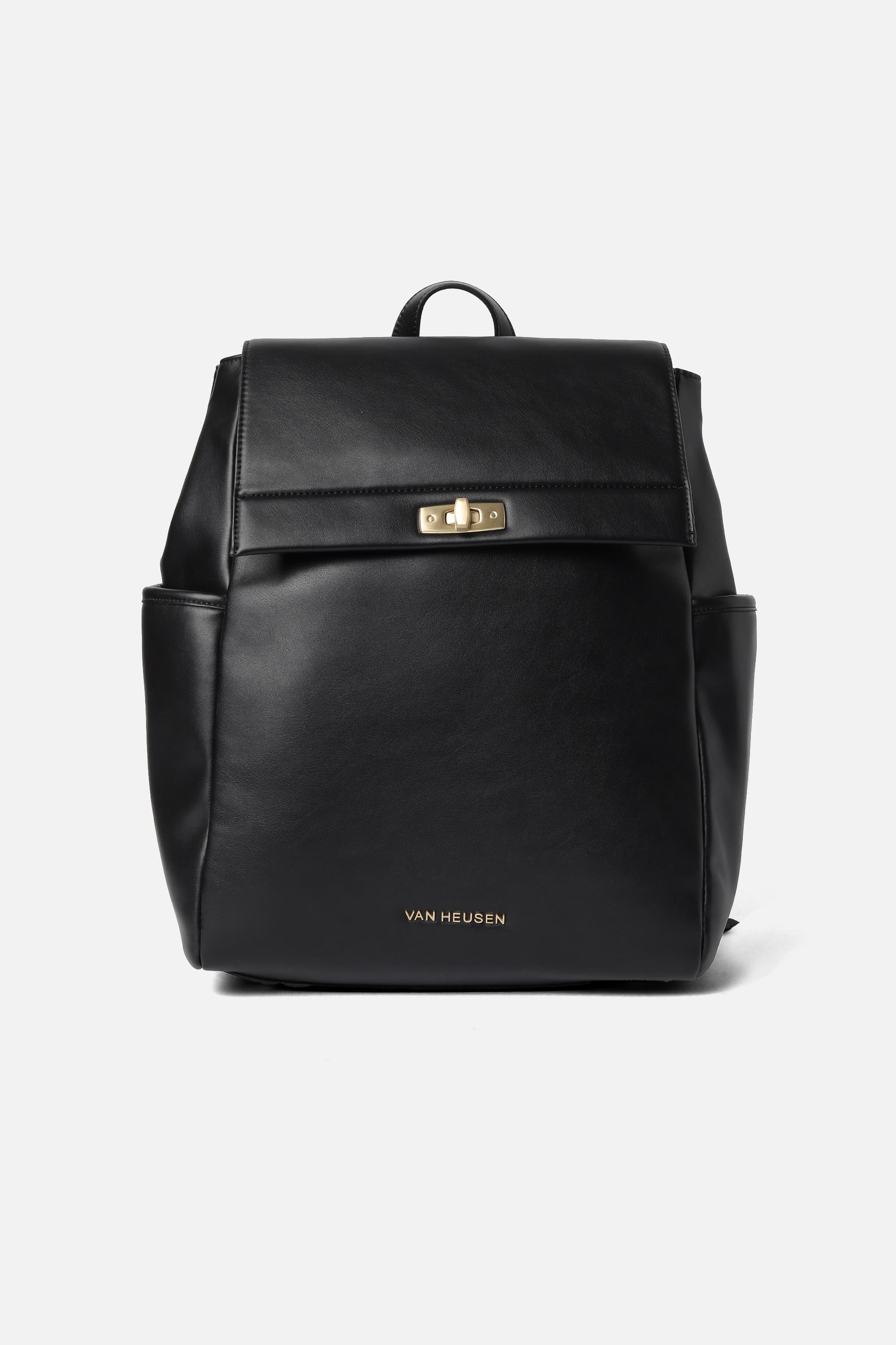 Women Black Brand Logo Backpack | Vanheusenindia