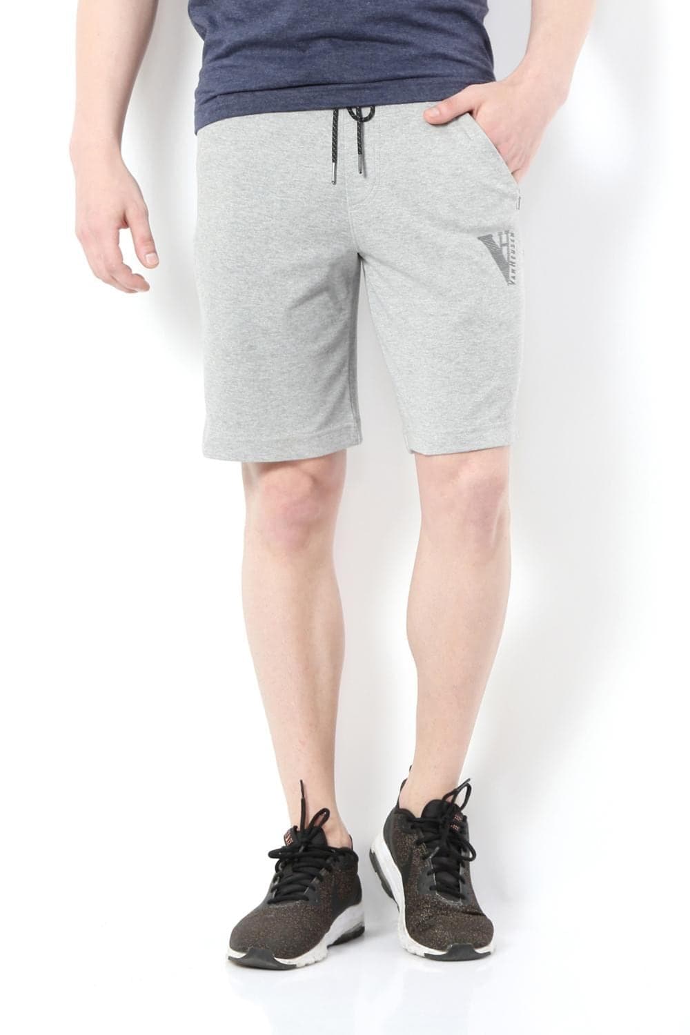 Men Grey Solid Active Wear Shorts | Vanheusenindia Men Grey Solid Active Wear Shorts | Vanheusenindia