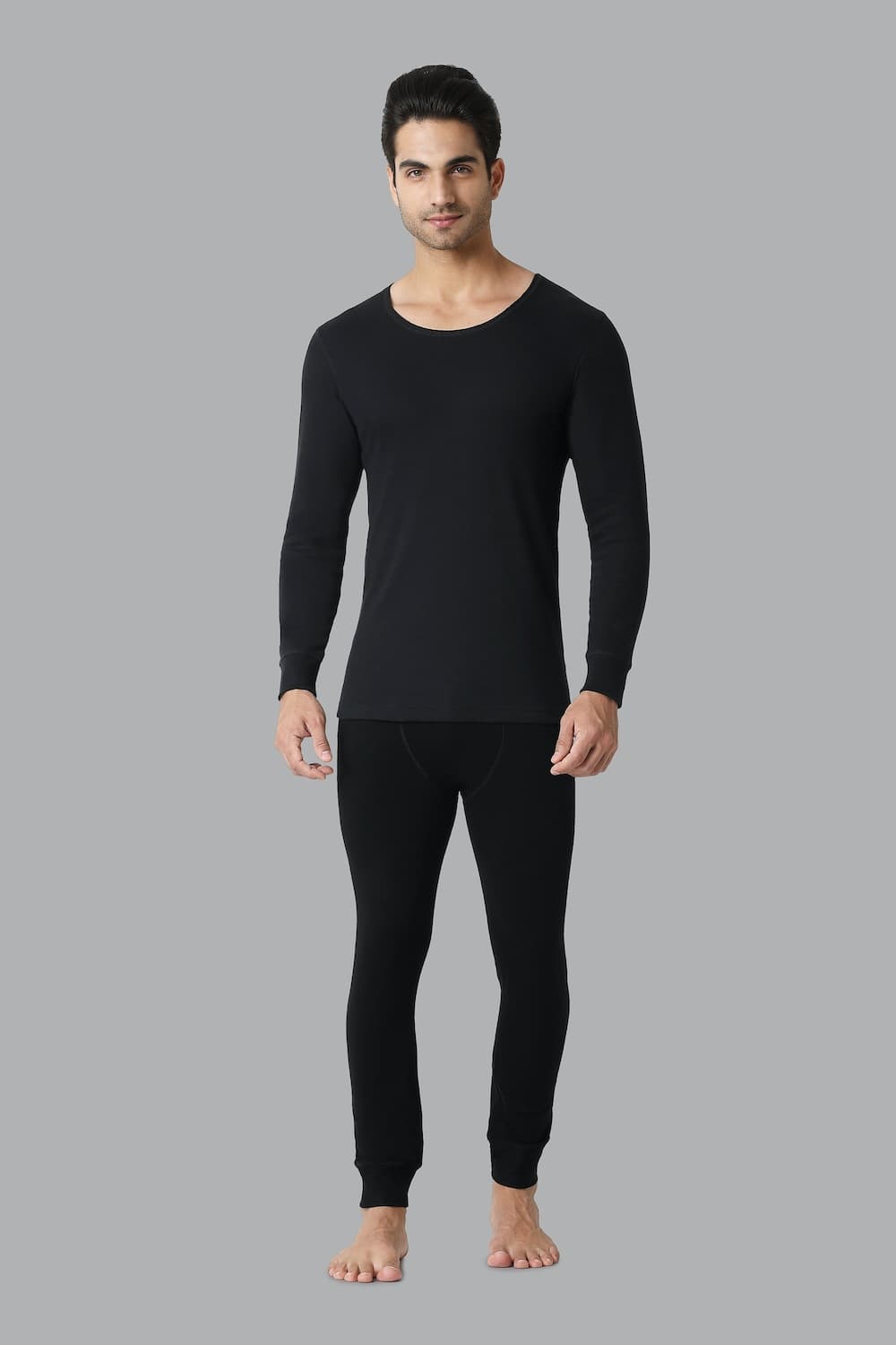 Van Heusen Men Black Solid Warmtech Anti Bacterial Thermal Top | Vanheusenindia Van Heusen Men Black Solid Warmtech Anti Bacterial Thermal Top | Vanheusenindia