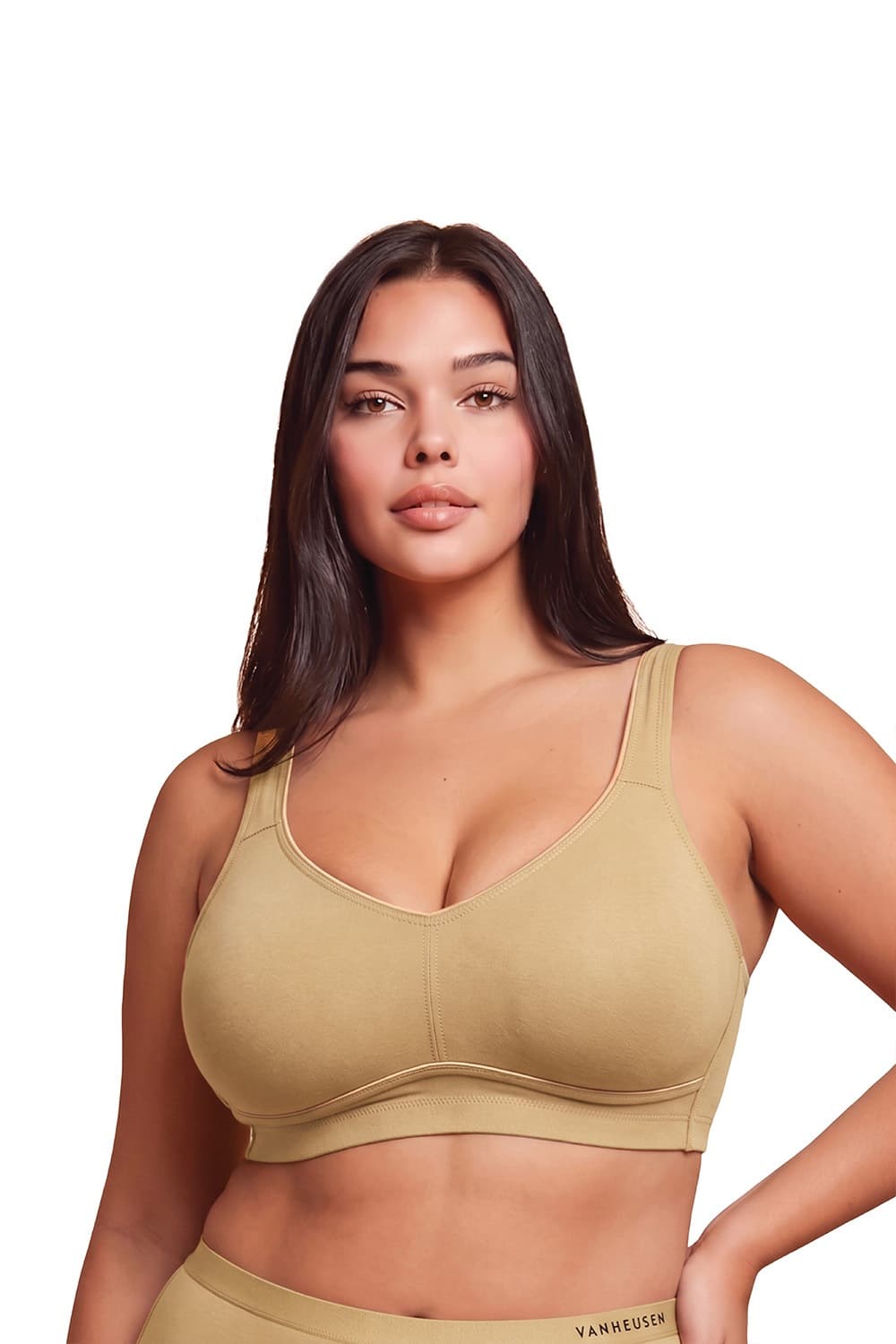 Van Heusen Women Candied Ginger Solid Plus Size Wireless Minimizer Bra | Vanheusenindia