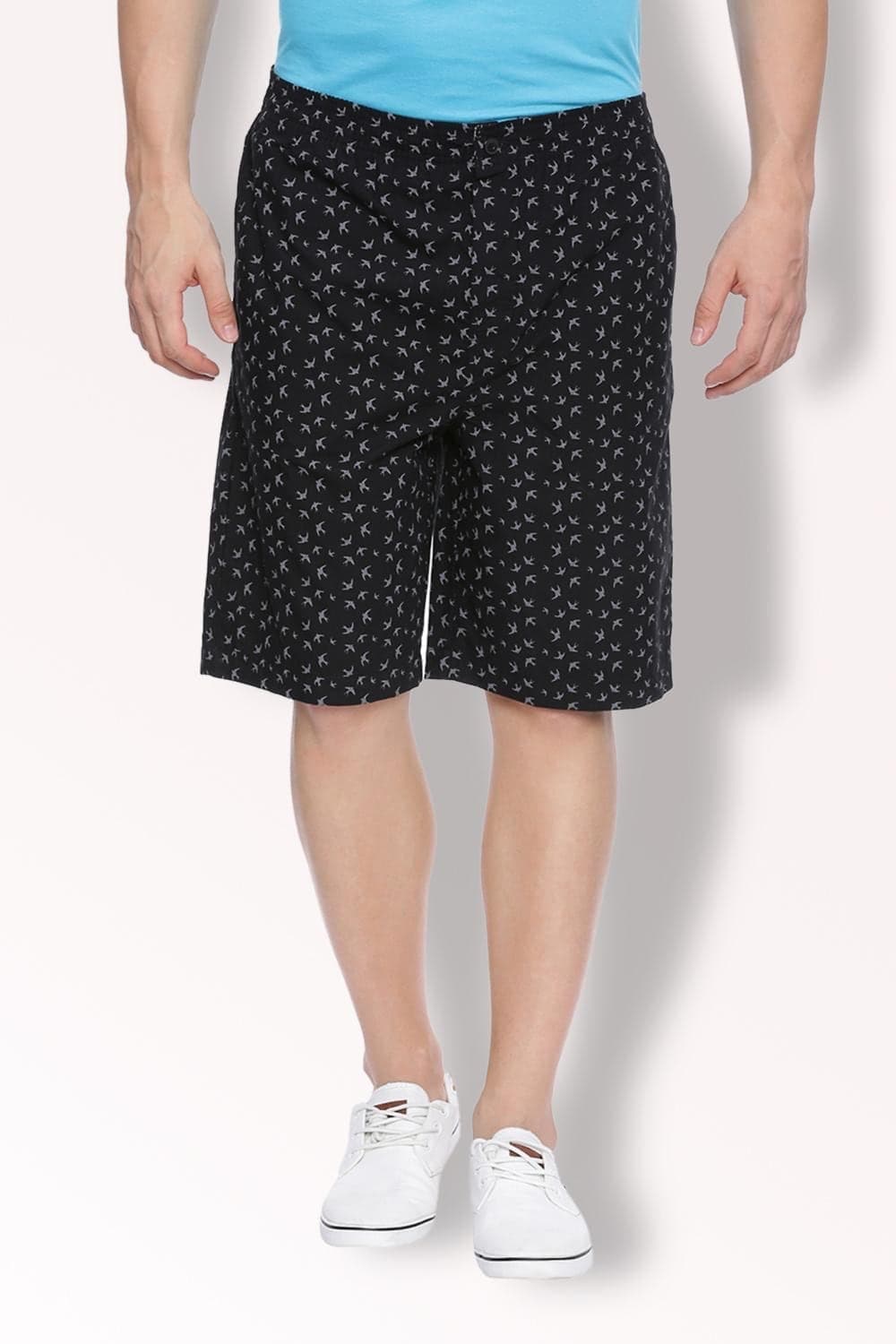 Men Black Print Casual Shorts | Vanheusenindia