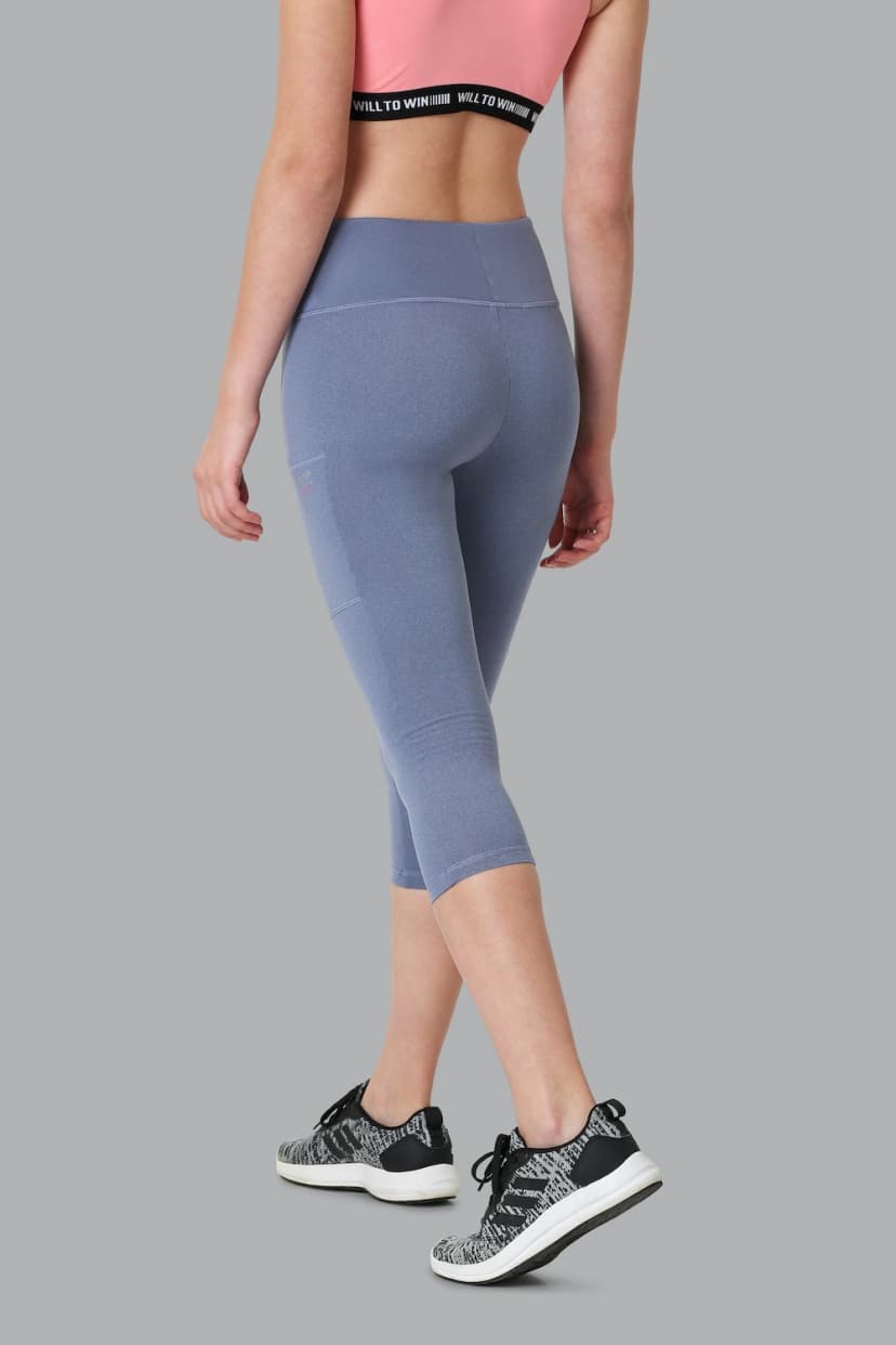 Van Heusen Proactive Women Goblin Blue Solid Snug Fit High Stretch Yoga Capri