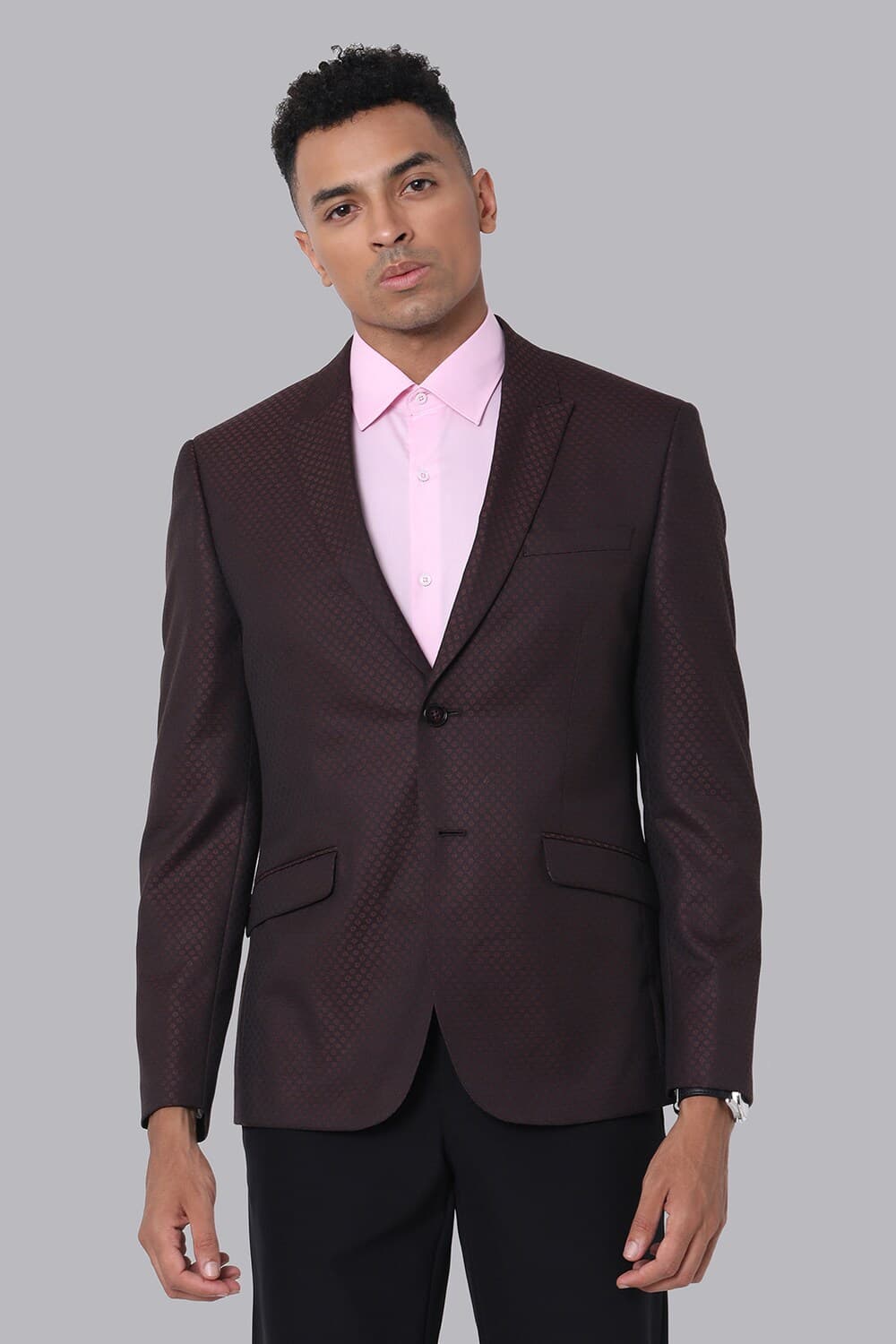 Men Maroon Print Skinny Fit Casual Blazer | Vanheusenindia