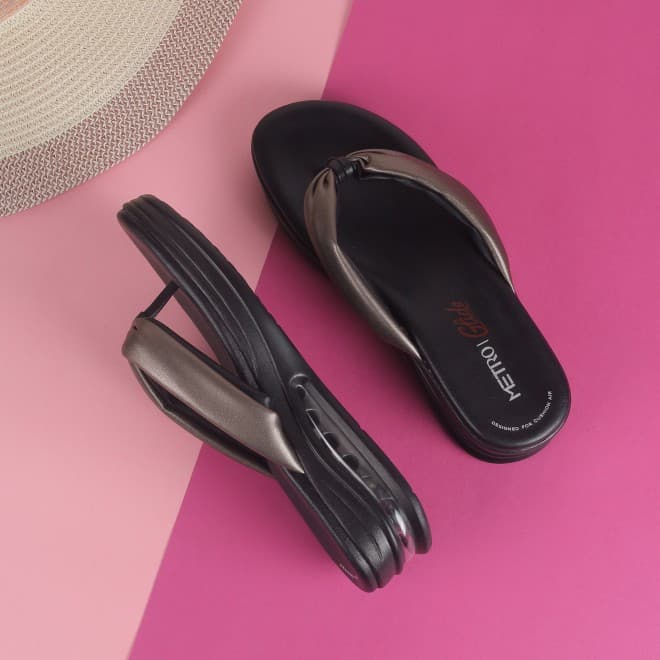 Women Black Casual Slippers