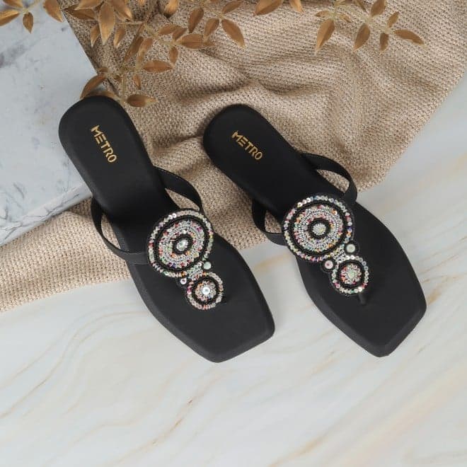 Women Black Casual Slippers