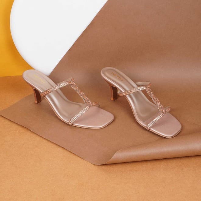 Women Rose-Gold Party Slip Ons