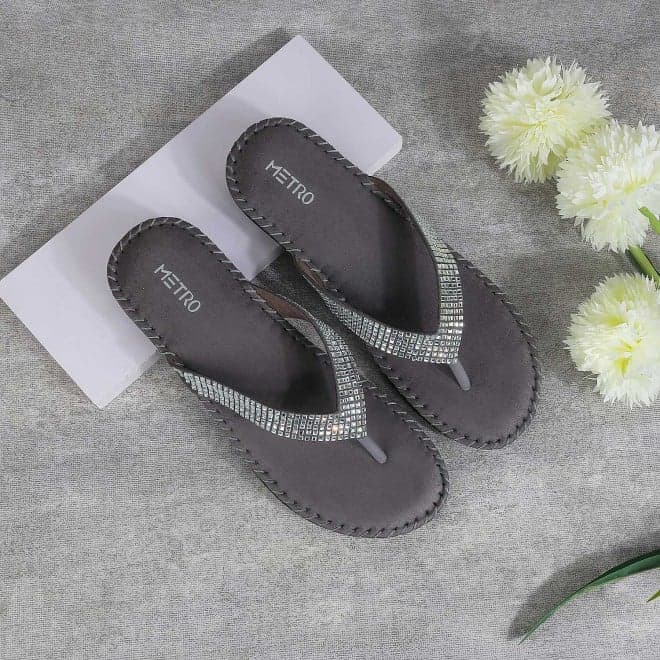 Women Grey Casual Slippers