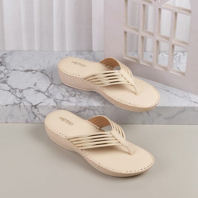 Women Beige Casual Slippers