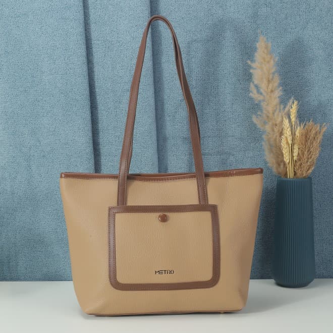 Women Beige Tote Bag