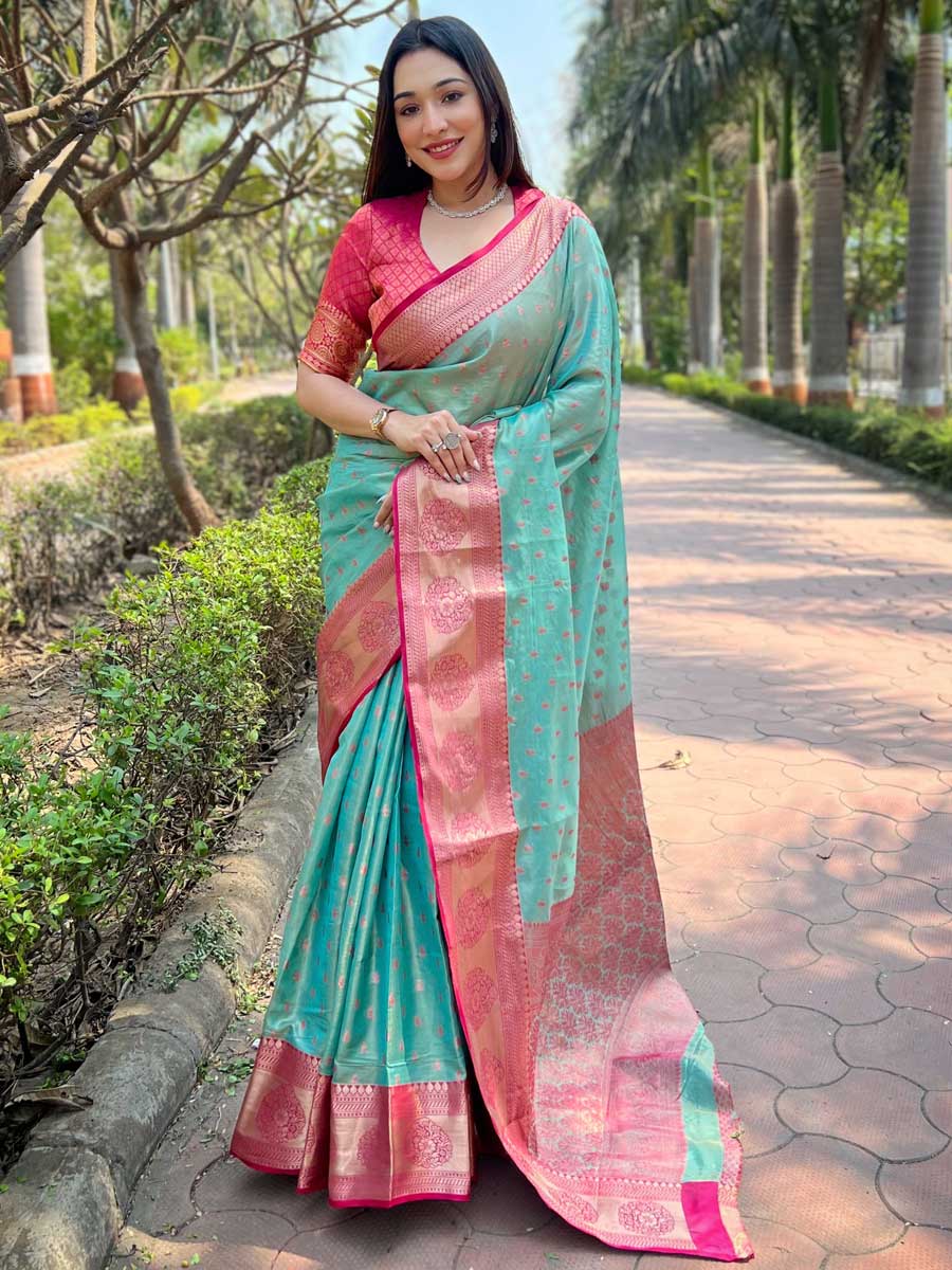 Rama Color Tissue Silk Saree - Manglam Dress | Mangalam Designer Rama Color Tissue Silk Saree - Manglam Dress | Mangalam Designer