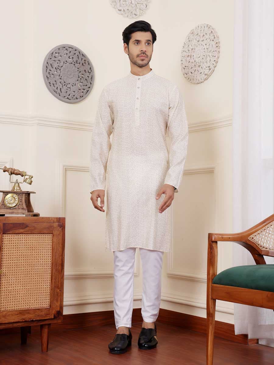 Off White Color Kurta Payjama - Manglam Dress