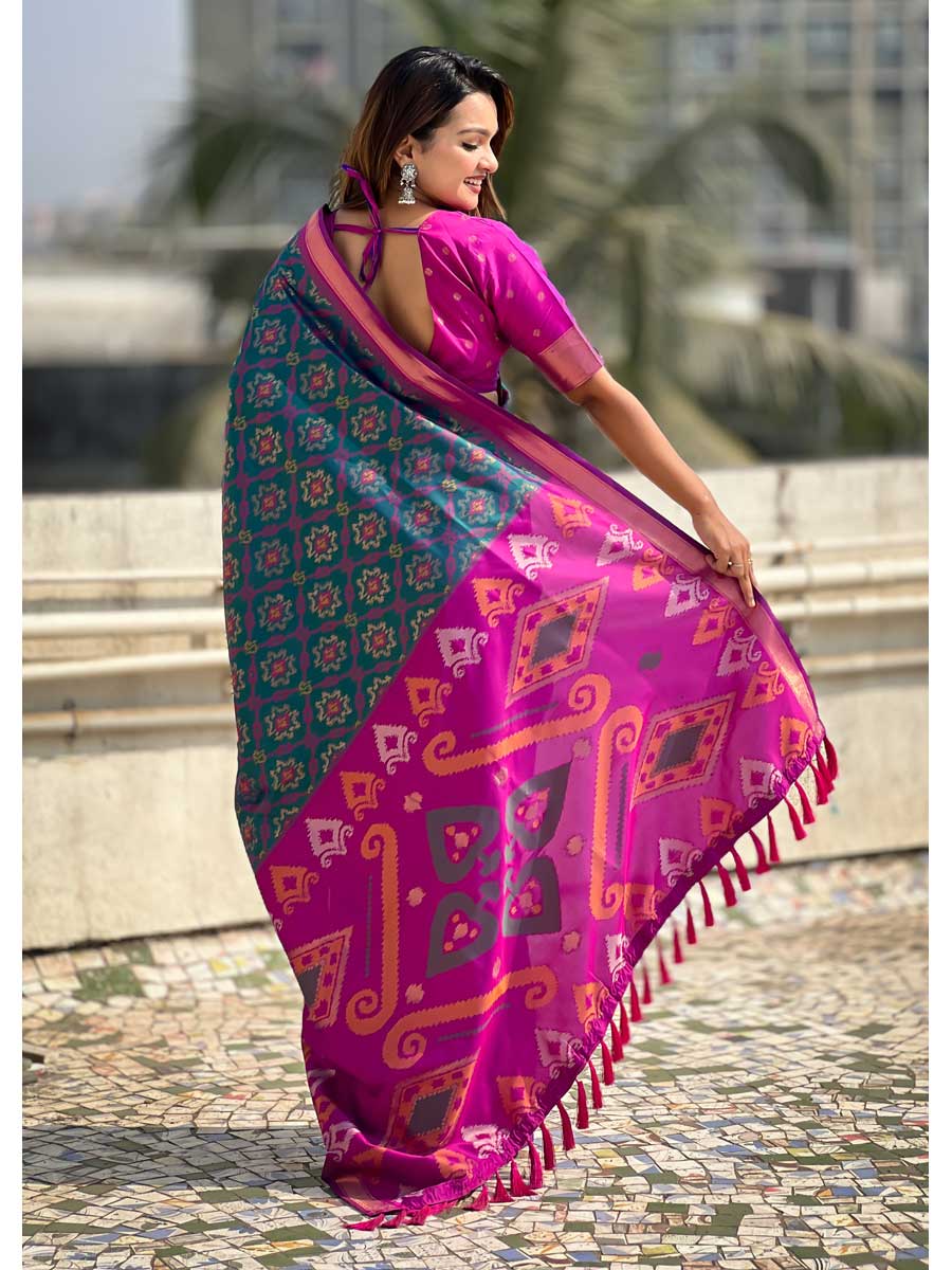 Rama Color Patola Silk Saree - Manglam Dress | Mangalam Designer Rama Color Patola Silk Saree - Manglam Dress | Mangalam Designer