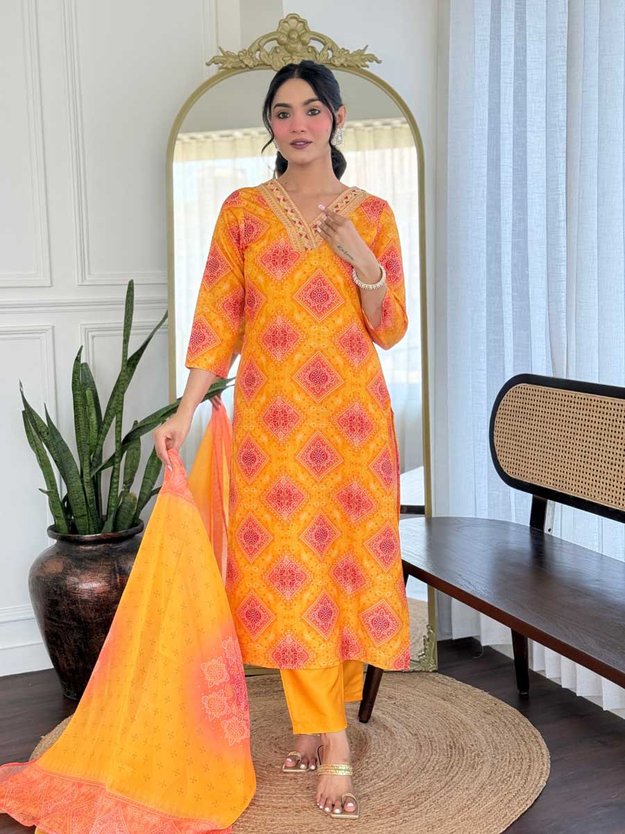 Orange Color Readymade Salwar Suit - Manglam Dress | Mangalam Designer