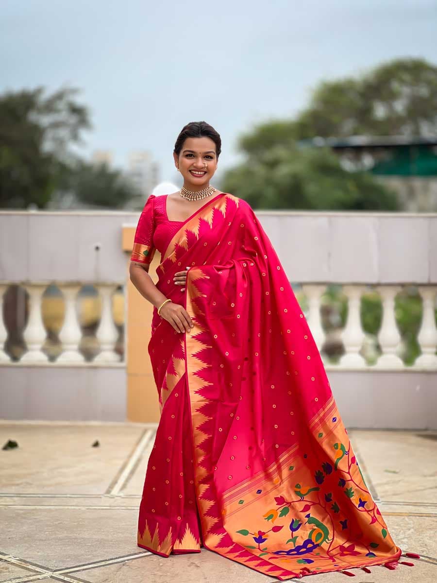 Pink Color Paithani Silk Saree - Manglam Dress | Mangalam Designer Pink Color Paithani Silk Saree - Manglam Dress | Mangalam Designer
