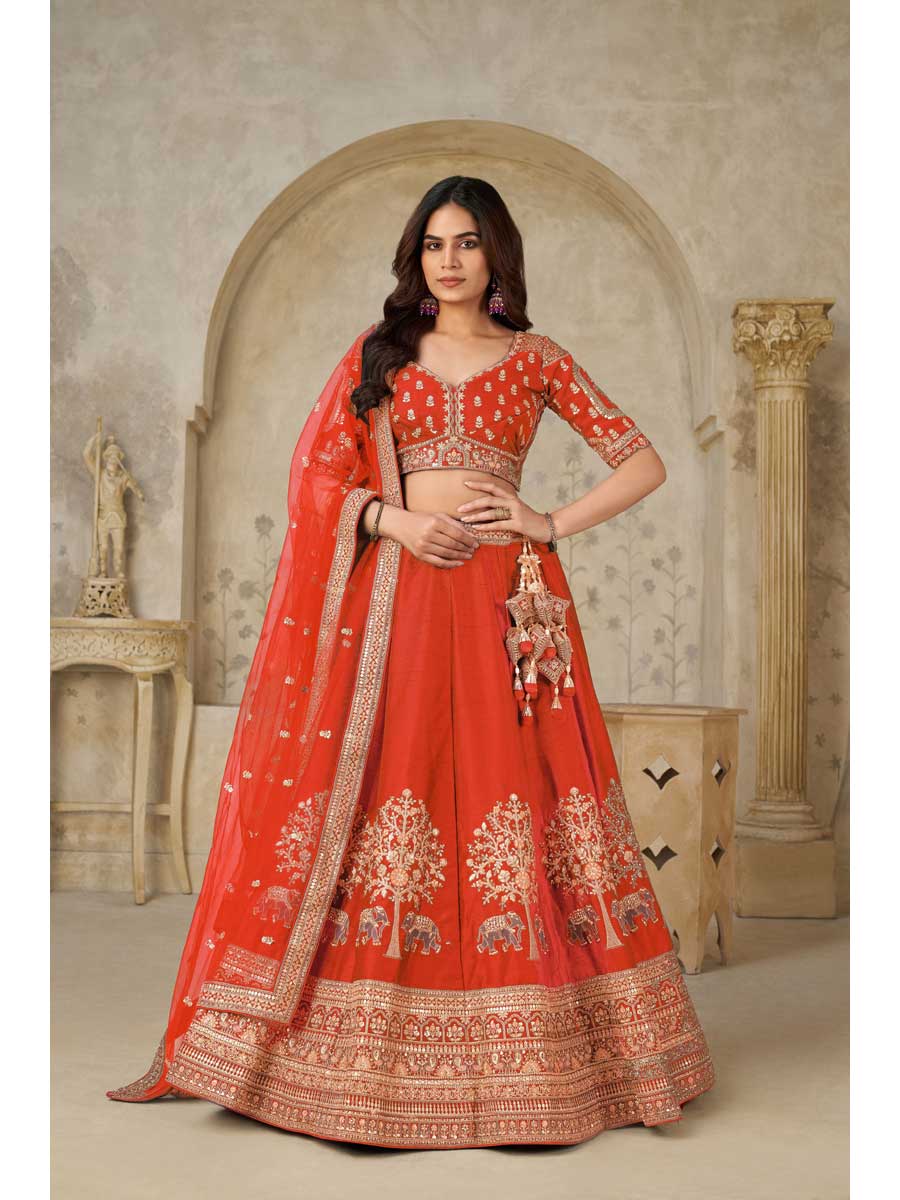 Orange Color Silk Lehenga Choli - Manglam Dress | Mangalam Designer Orange Color Silk Lehenga Choli - Manglam Dress | Mangalam Designer