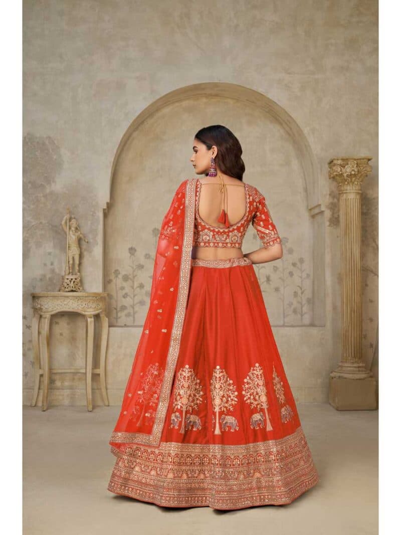 Orange Color Silk Lehenga Choli - Manglam Dress