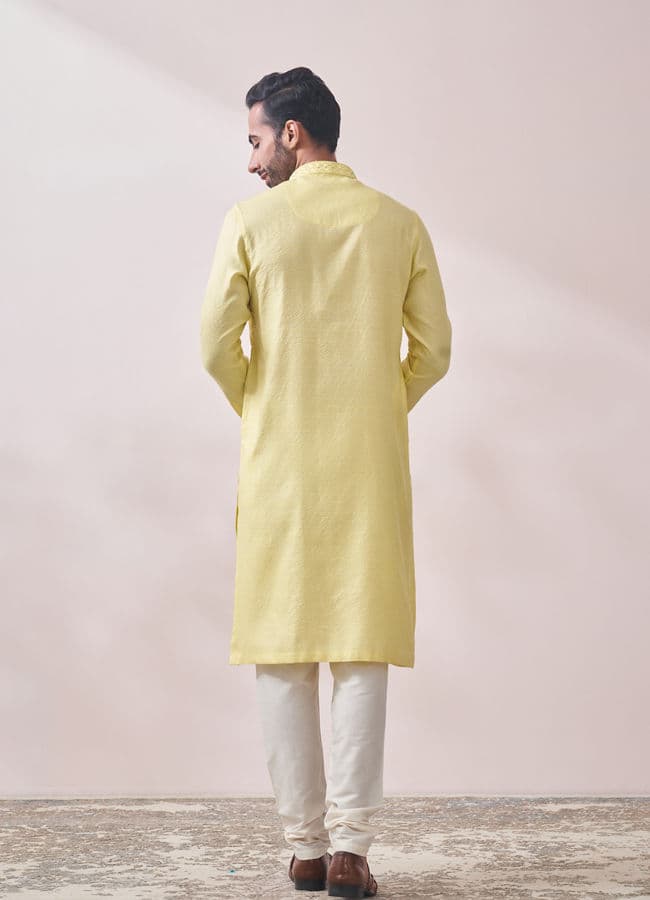 Splashy Yellow Jacquard Kurta Set