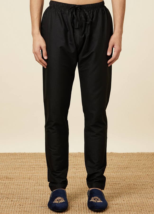 Black Draped Kurta Jacket Set