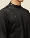 Black Draped Kurta Jacket Set