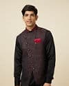 Black Draped Kurta Jacket Set