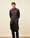 Black Draped Kurta Jacket Set