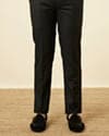 Midnight Black Grid Patterned Sequined Suit