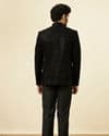 Midnight Black Grid Patterned Sequined Suit