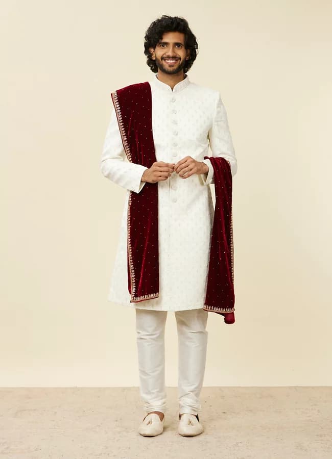 Classic Maroon Polki Dotted Dupatta