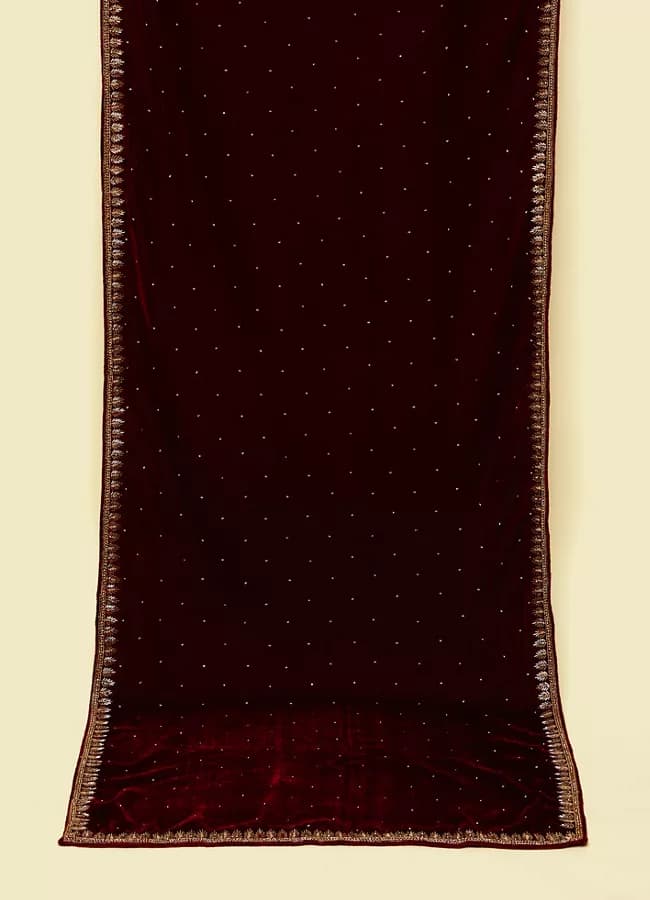 Classic Maroon Polki Dotted Dupatta