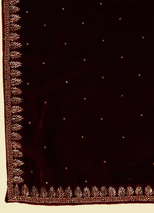 Classic Maroon Polki Dotted Dupatta