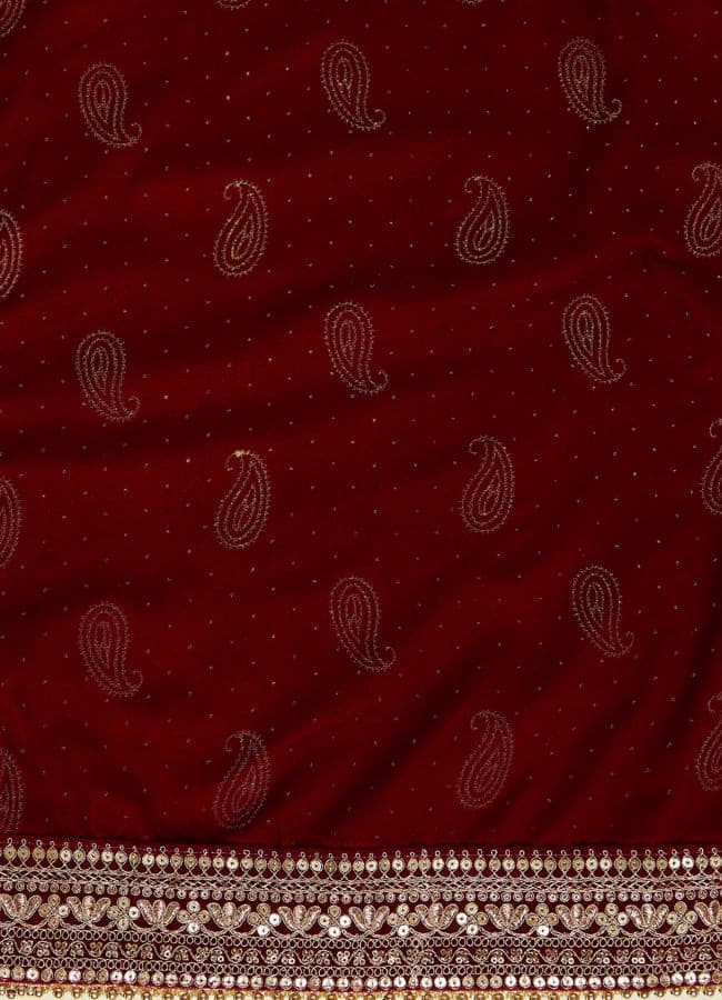Maroon Paisley Motif Dupatta