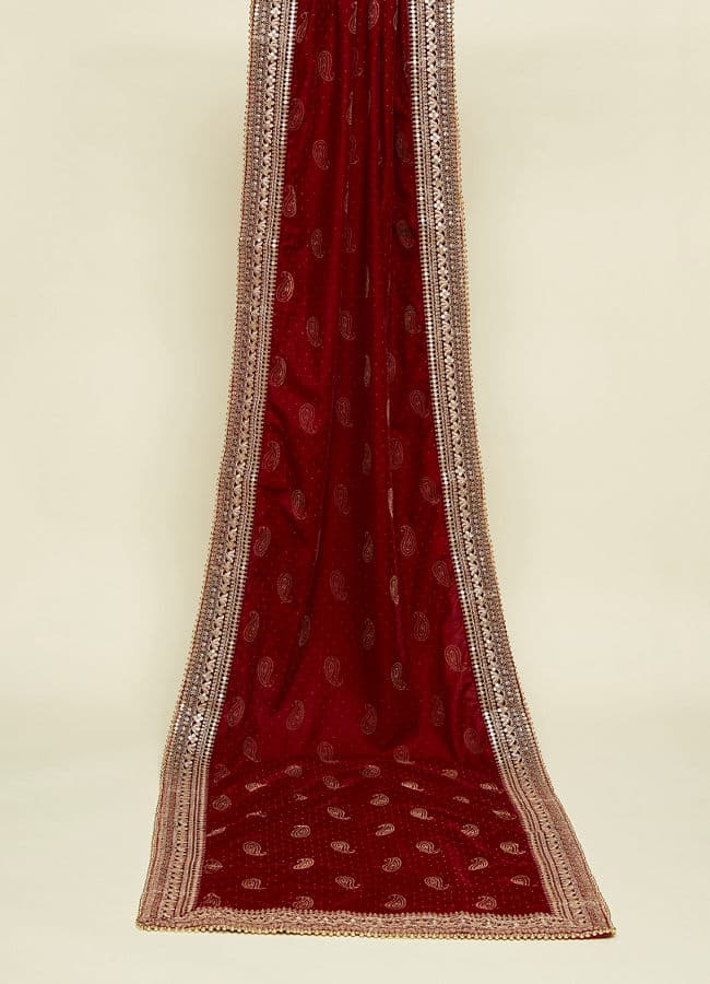 Maroon Paisley Motif Dupatta