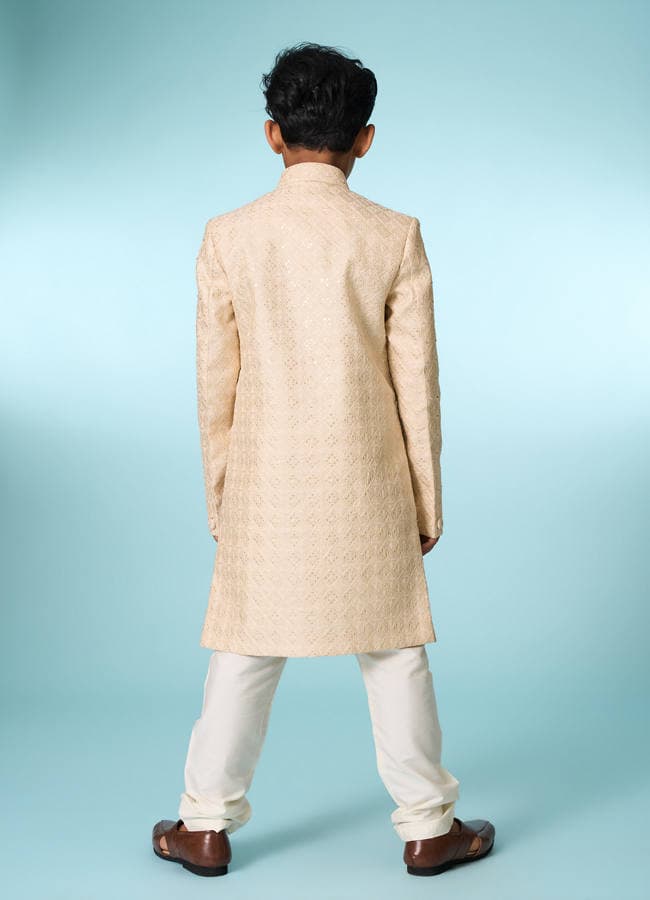 Tasteful Beige Sherwani Ensemble