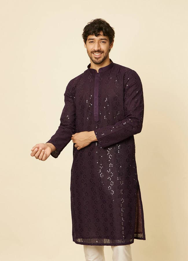 Royal Purple Chikankari Kurta Set