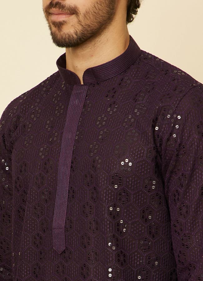 Royal Purple Chikankari Kurta Set