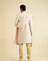 Coral Peach Floral Self Patterned Sherwani Set